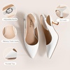 image:imageAnkis Womens Slingback Kitten Heels Closed Pointed Toe 25in Dress PumpsWhite Pu