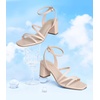 image:imageAnkis Strappy Heels for Women Square Open Toe Chunky Dressy Block HeelsNude