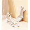 image:imageAnkis Strappy Heels for Women Square Open Toe Chunky Dressy Block HeelsWhite