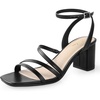 image:imageAnkis Strappy Heels for Women Square Open Toe Chunky Dressy Block HeelsBlack