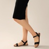 image:imageWomens Ankle Strap Flat Sandals Dressy Summer Beach Sandals for Women 2026 Open Toe One Band Buckle Comfortable Black White Brown Tan SandalsBlack