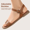image:imageWomens Ankle Strap Flat Sandals Dressy Summer Beach Sandals for Women 2026 Open Toe One Band Buckle Comfortable Black White Brown Tan SandalsBrown