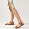 image:imageWomens Ankle Strap Flat Sandals Dressy Summer Beach Sandals for Women 2026 Open Toe One Band Buckle Comfortable Black White Brown Tan SandalsBrown