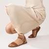 image:imageWomens Ankle Strap Flat Sandals Dressy Summer Beach Sandals for Women 2026 Open Toe One Band Buckle Comfortable Black White Brown Tan SandalsBrown