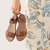 image:imageWomens Ankle Strap Flat Sandals Dressy Summer Beach Sandals for Women 2026 Open Toe One Band Buckle Comfortable Black White Brown Tan SandalsBrown