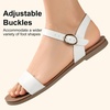 image:imageWomens Ankle Strap Flat Sandals Dressy Summer Beach Sandals for Women 2026 Open Toe One Band Buckle Comfortable Black White Brown Tan SandalsWhite