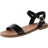 image:imageWomens Ankle Strap Flat Sandals Dressy Summer Beach Sandals for Women 2026 Open Toe One Band Buckle Comfortable Black White Brown Tan SandalsBlack