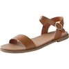 image:imageWomens Ankle Strap Flat Sandals Dressy Summer Beach Sandals for Women 2026 Open Toe One Band Buckle Comfortable Black White Brown Tan SandalsBrown