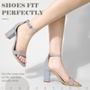 image:imageAnkis Silver Heels for Women Chunky  Open Toe Glitter Heels for Women Chunky Pump Sandals Party Wedding Block Heels Standard Size 275 Inches Tall Thick Heel Silver Glitter numeric85