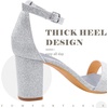 image:imageAnkis Silver Heels for Women Chunky  Open Toe Glitter Heels for Women Chunky Pump Sandals Party Wedding Block Heels Standard Size 275 Inches Tall Thick Heel Silver Glitter numeric85