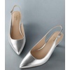 image:imageAnkis Womens Slingback Kitten Heels Closed Pointed Toe 25in Dress PumpsSilver Pu