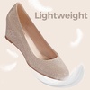 image:imageAnkis Womens Wedge Heels 2 Inch Closed Toe Dress PumpsGold Glitter
