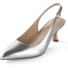 image:imageAnkis Womens Slingback Kitten Heels Closed Pointed Toe 25in Dress PumpsSilver Pu