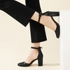 image:imageAnkis 3 Inch Closed Toe Heels for Women Chunky Block Heels Pumps ShoesBlack Pu