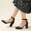 image:imageAnkis 3 Inch Closed Toe Heels for Women Chunky Block Heels Pumps ShoesBlack Pu