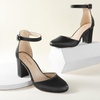 image:imageAnkis 3 Inch Closed Toe Heels for Women Chunky Block Heels Pumps ShoesBlack Pu