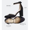 image:imageAnkis 3 Inch Closed Toe Heels for Women Chunky Block Heels Pumps ShoesBlack Satin