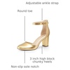 image:imageAnkis 3 Inch Closed Toe Heels for Women Chunky Block Heels Pumps ShoesGold Pu
