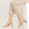 image:imageAnkis 3 Inch Closed Toe Heels for Women Chunky Block Heels Pumps ShoesNude Nubuck