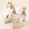 image:imageAnkis 3 Inch Closed Toe Heels for Women Chunky Block Heels Pumps ShoesNude Nubuck