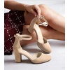image:imageAnkis 3 Inch Closed Toe Heels for Women Chunky Block Heels Pumps ShoesNude Suede