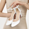 image:imageAnkis 3 Inch Closed Toe Heels for Women Chunky Block Heels Pumps ShoesWhite Pu