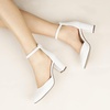image:imageAnkis 3 Inch Closed Toe Heels for Women Chunky Block Heels Pumps ShoesWhite Pu