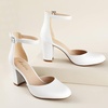 image:imageAnkis 3 Inch Closed Toe Heels for Women Chunky Block Heels Pumps ShoesWhite Pu