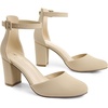 image:imageAnkis 3 Inch Closed Toe Heels for Women Chunky Block Heels Pumps ShoesNude Nubuck